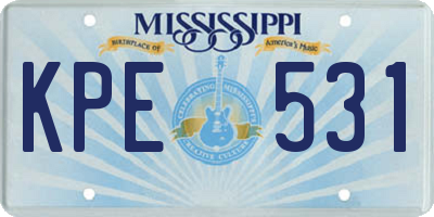 MS license plate KPE531