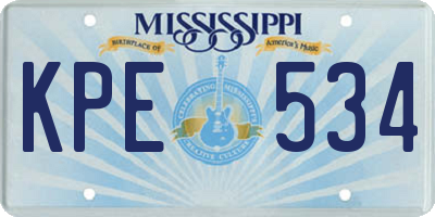 MS license plate KPE534