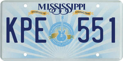 MS license plate KPE551