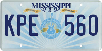MS license plate KPE560