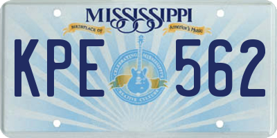 MS license plate KPE562