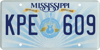 MS license plate KPE609