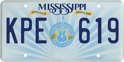 MS license plate KPE619