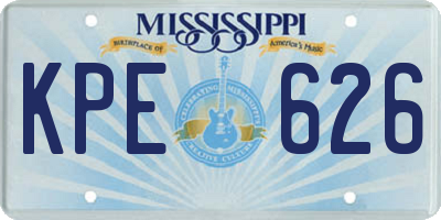 MS license plate KPE626