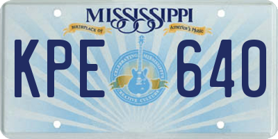 MS license plate KPE640
