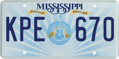 MS license plate KPE670