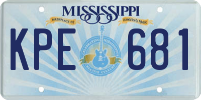 MS license plate KPE681