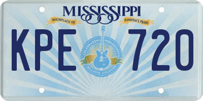MS license plate KPE720
