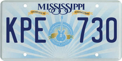 MS license plate KPE730