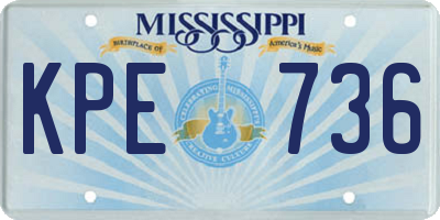 MS license plate KPE736
