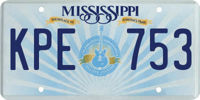 MS license plate KPE753