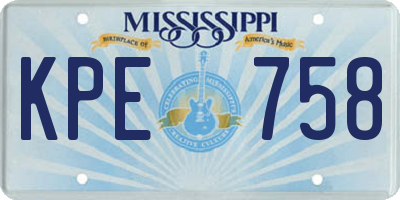 MS license plate KPE758