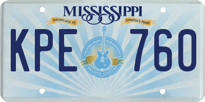 MS license plate KPE760