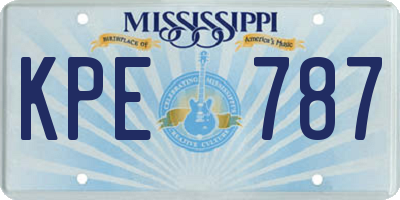 MS license plate KPE787