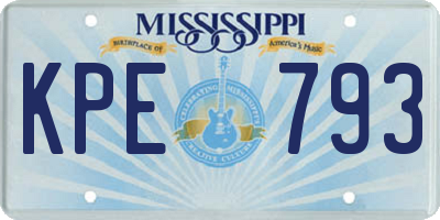 MS license plate KPE793