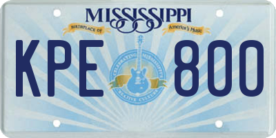 MS license plate KPE800