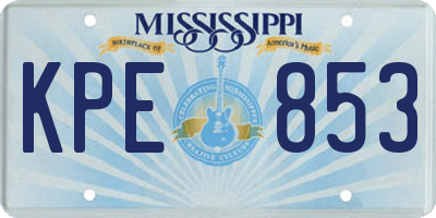 MS license plate KPE853
