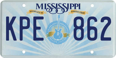 MS license plate KPE862