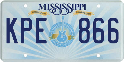 MS license plate KPE866