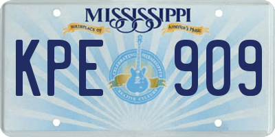 MS license plate KPE909