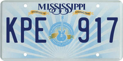 MS license plate KPE917
