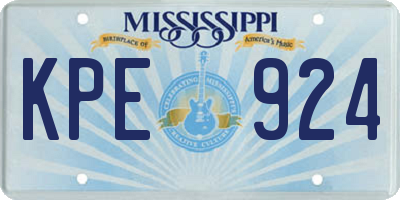 MS license plate KPE924