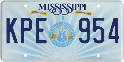 MS license plate KPE954
