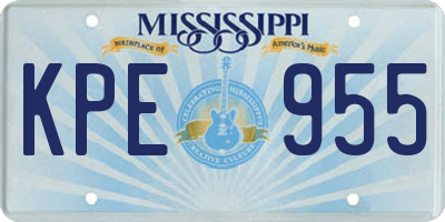 MS license plate KPE955