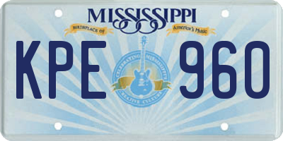 MS license plate KPE960