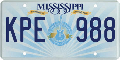 MS license plate KPE988