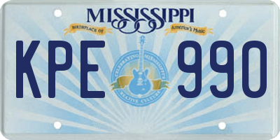 MS license plate KPE990