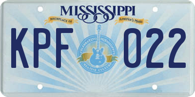 MS license plate KPF022