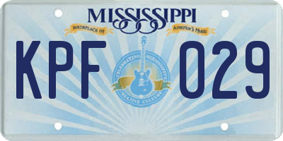 MS license plate KPF029