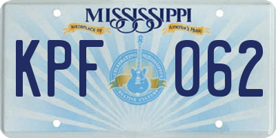 MS license plate KPF062