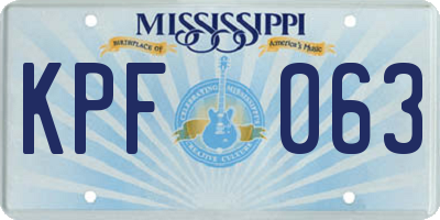MS license plate KPF063