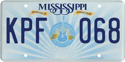 MS license plate KPF068