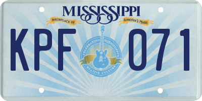 MS license plate KPF071