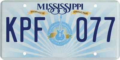 MS license plate KPF077
