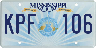 MS license plate KPF106