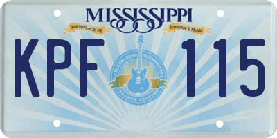 MS license plate KPF115