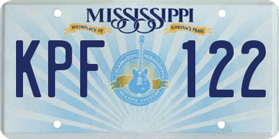 MS license plate KPF122