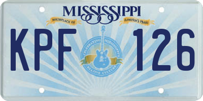 MS license plate KPF126