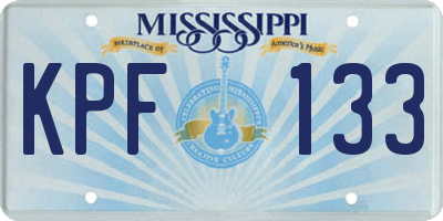 MS license plate KPF133