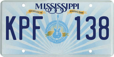 MS license plate KPF138