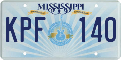 MS license plate KPF140
