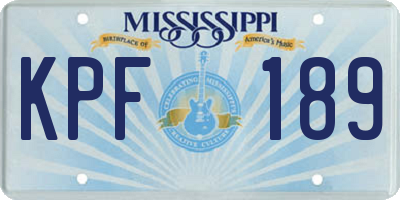 MS license plate KPF189