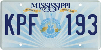 MS license plate KPF193