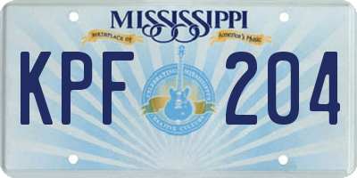 MS license plate KPF204
