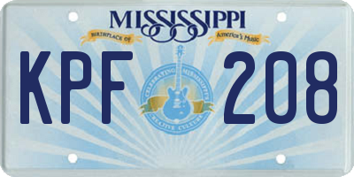 MS license plate KPF208