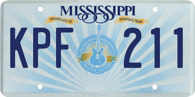 MS license plate KPF211